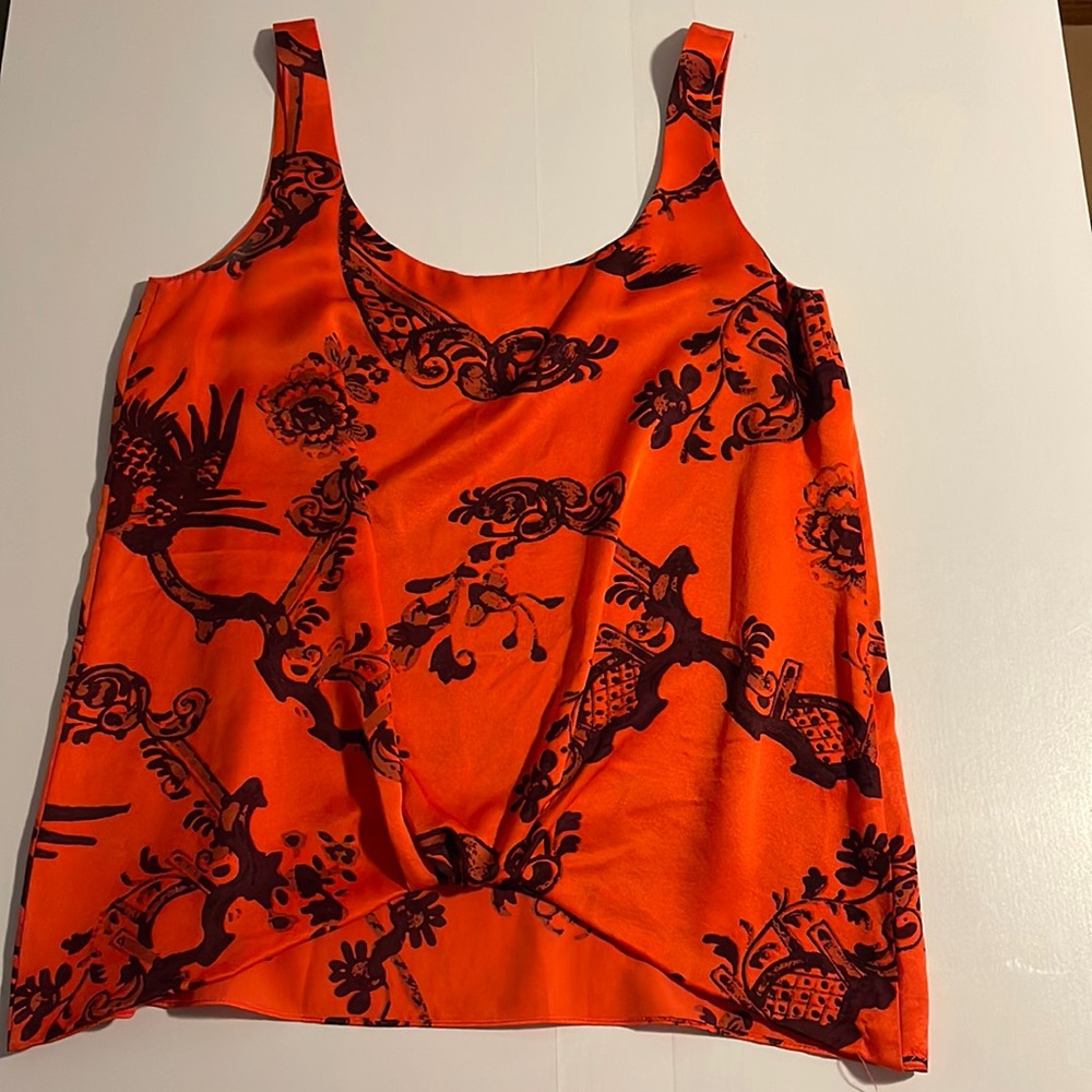 Elizabeth & James Red Lined Silk Sleeveless Blouse- Size XS